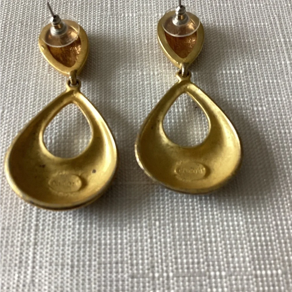 Chico's Gold and Brown Teardrop Earrings